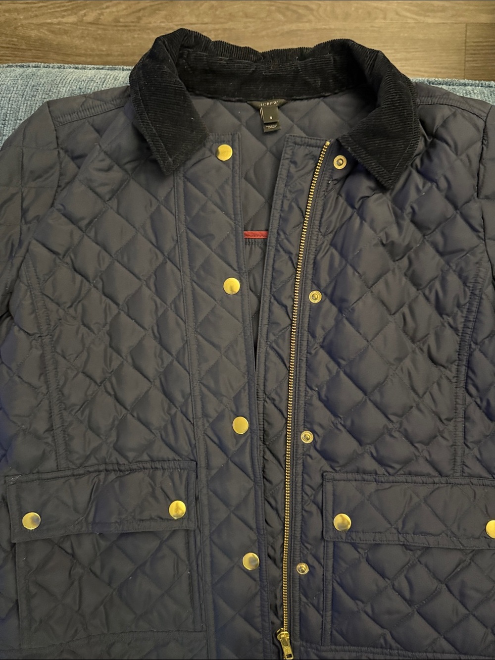Quilted J. Crew Jacket with Corduroy Collar